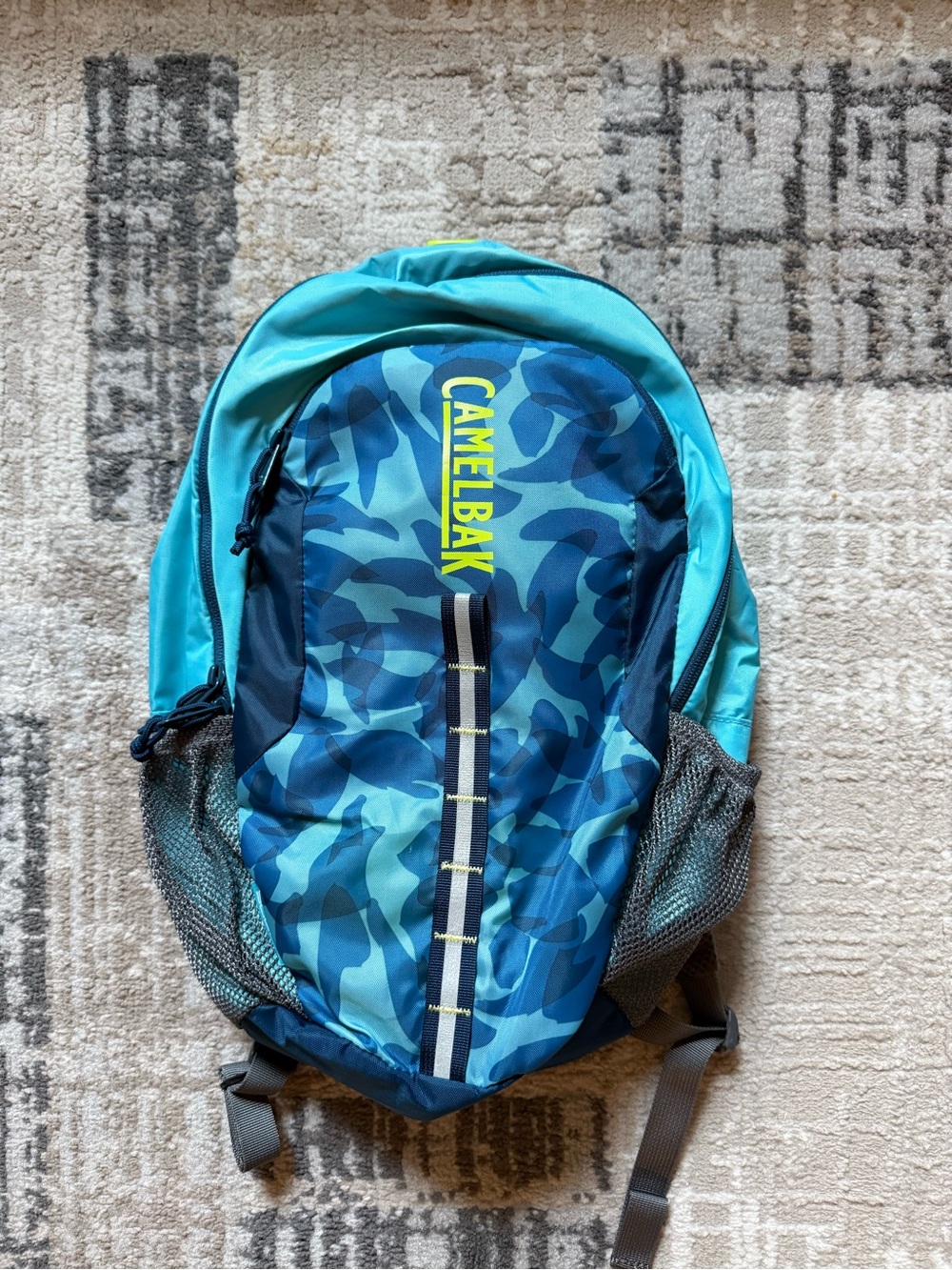 CamelBak Blue Camo Hydration Pack with Aqua Accents